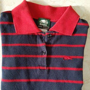 Roots XL Girls Dress Polo Style Navy Red Stripes